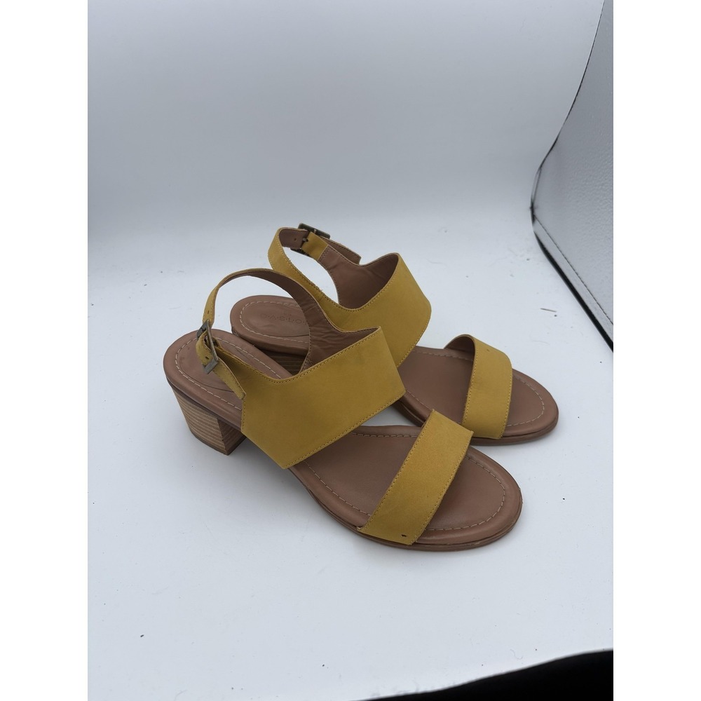 Caslon Shoes Womens Size 7.5 Yellow Suede Slingback Sandals Block Heel Comfort‎